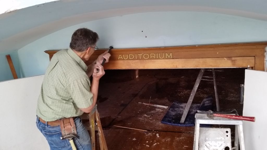ReStore prying auditorium sign